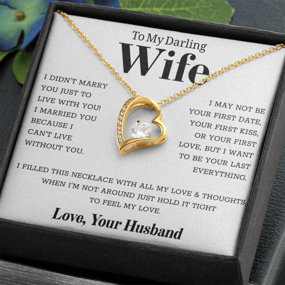 To My Wife – Forever Love Necklace, Gift for Wife from Husband, Romantic Anniversary Birthday Christmas Jewelry, Meaningful Love Message Card, Perfect Valentine’s Day Gift