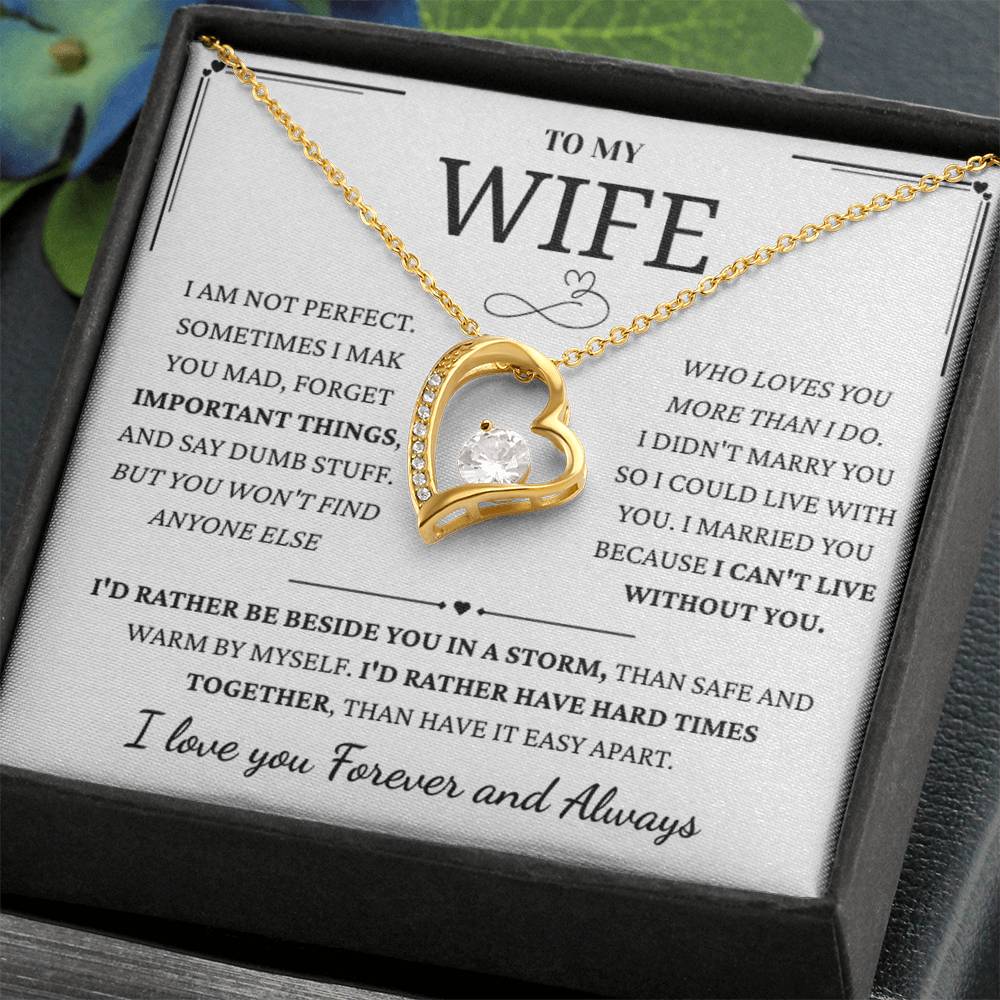 To My Wife – Forever Love Necklace, Gift for Wife from Husband, Romantic Anniversary Birthday Christmas Jewelry, Meaningful Love Message Card, Perfect Valentine’s Day Gift