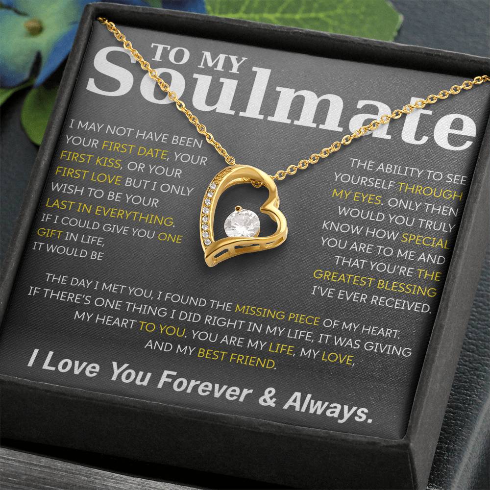 To My Soulmate Necklace – Romantic Jewelry Gift for Wife from Husband – Birthday, Anniversary, Valentine’s Day Gift with Message Card & Gift Box