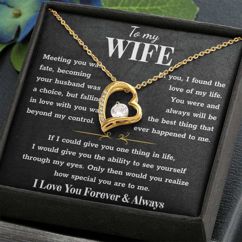 To My Wife – Forever Love Necklace, Gift for Wife from Husband, Romantic Anniversary Birthday Christmas Jewelry, Meaningful Love Message Card, Perfect Valentine’s Day Gift
