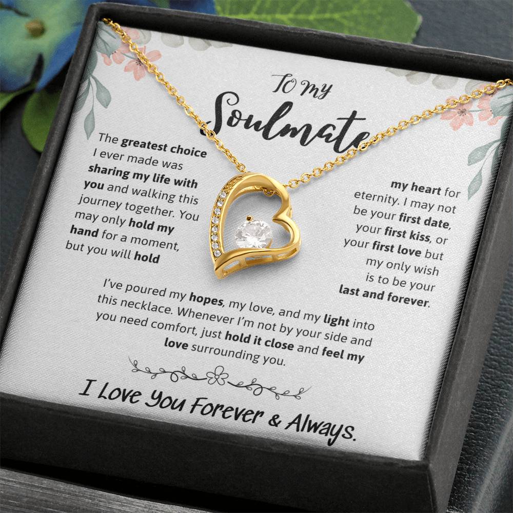 To My Soulmate Necklace – Romantic Jewelry Gift for Wife from Husband – Birthday, Anniversary, Valentine’s Day Gift with Message Card & Gift Box