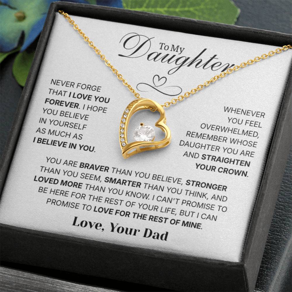 To My Daughter Necklace from Dad – Christmas Gift for Daughter or Daughter-in-Law, Birthday Jewelry for Women, Valentine's Day & Mother's Day Present
