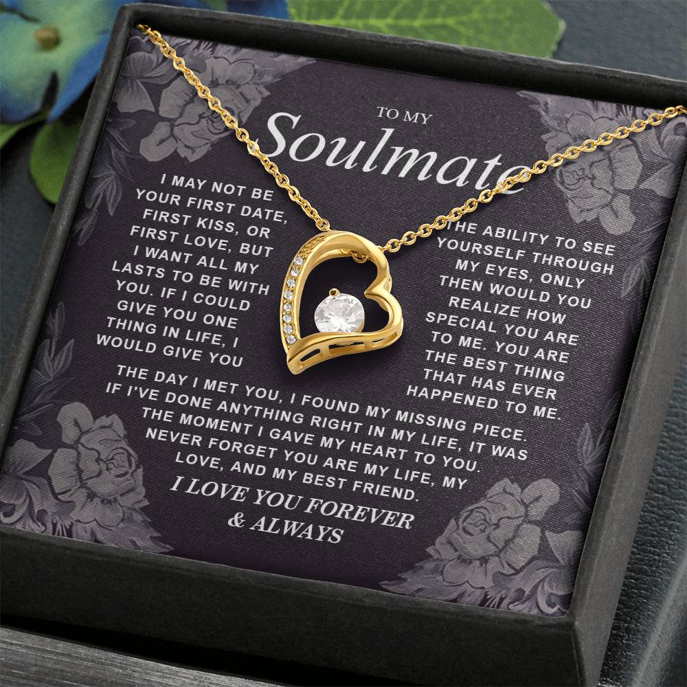 To My Soulmate Necklace Gift for Wife, Girlfriend, Fiancée - Anniversary, Valentine's Day Necklace Gift Soul Mates Gift, Soulmate Jewelry Birthday Gifts From Husband Forever Love not Earing Template