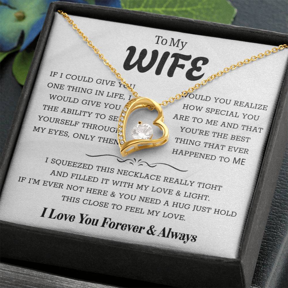 To My Wife – Forever Love Necklace, Gift for Wife from Husband, Romantic Anniversary Birthday Christmas Jewelry, Meaningful Love Message Card, Perfect Valentine’s Day Gift