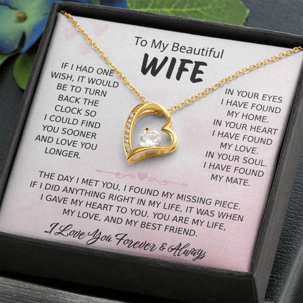 To My Wife – Forever Love Necklace, Gift for Wife from Husband, Romantic Anniversary Birthday Christmas Jewelry, Meaningful Love Message Card, Perfect Valentine’s Day Gift