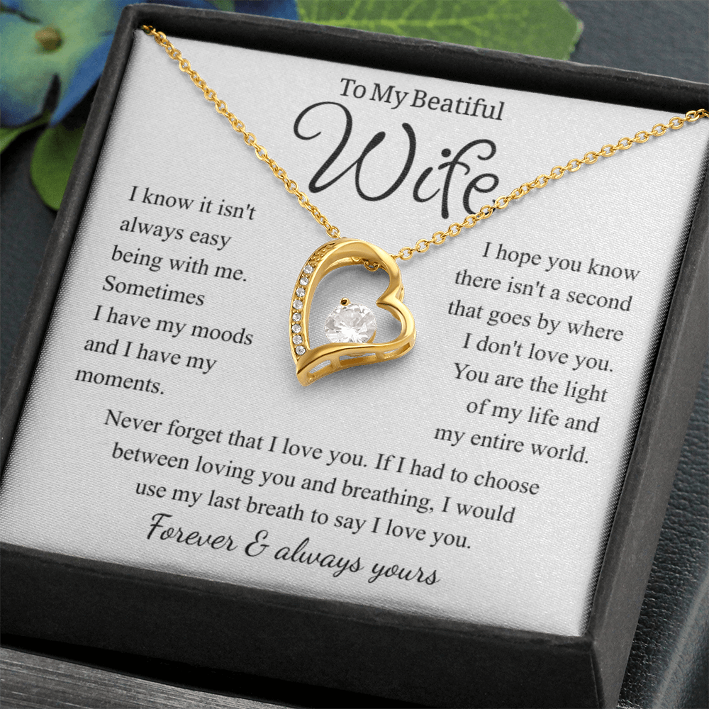 To My Wife – Forever Love Necklace, Gift for Wife from Husband, Romantic Anniversary Birthday Christmas Jewelry, Meaningful Love Message Card, Perfect Valentine's Day Gift