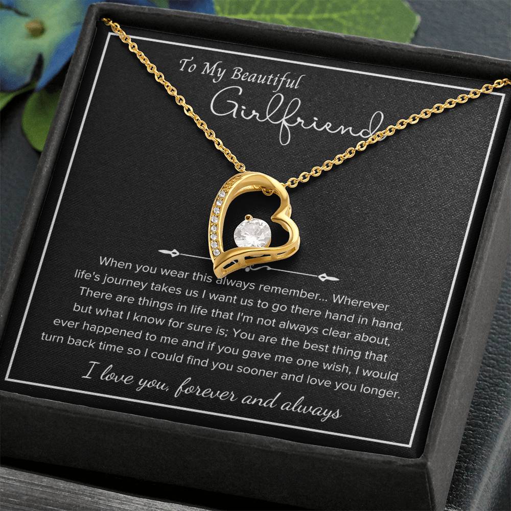 To My Girlfriend – Sterling Silver Forever Love Necklace, Meaningful Jewelry Gift for Her, Birthday, Anniversary, Valentine’s Day