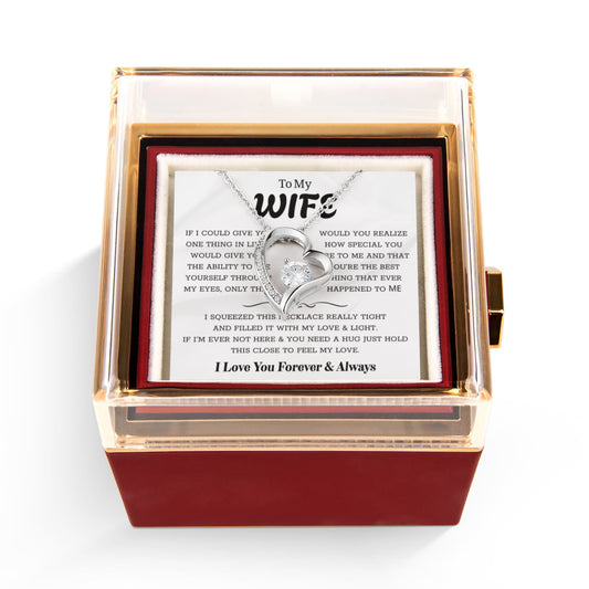 To My Wife – Forever Love Necklace, Gift for Wife from Husband, Romantic Anniversary Birthday Christmas Jewelry, Meaningful Love Message Card, Perfect Valentine's Day Gift