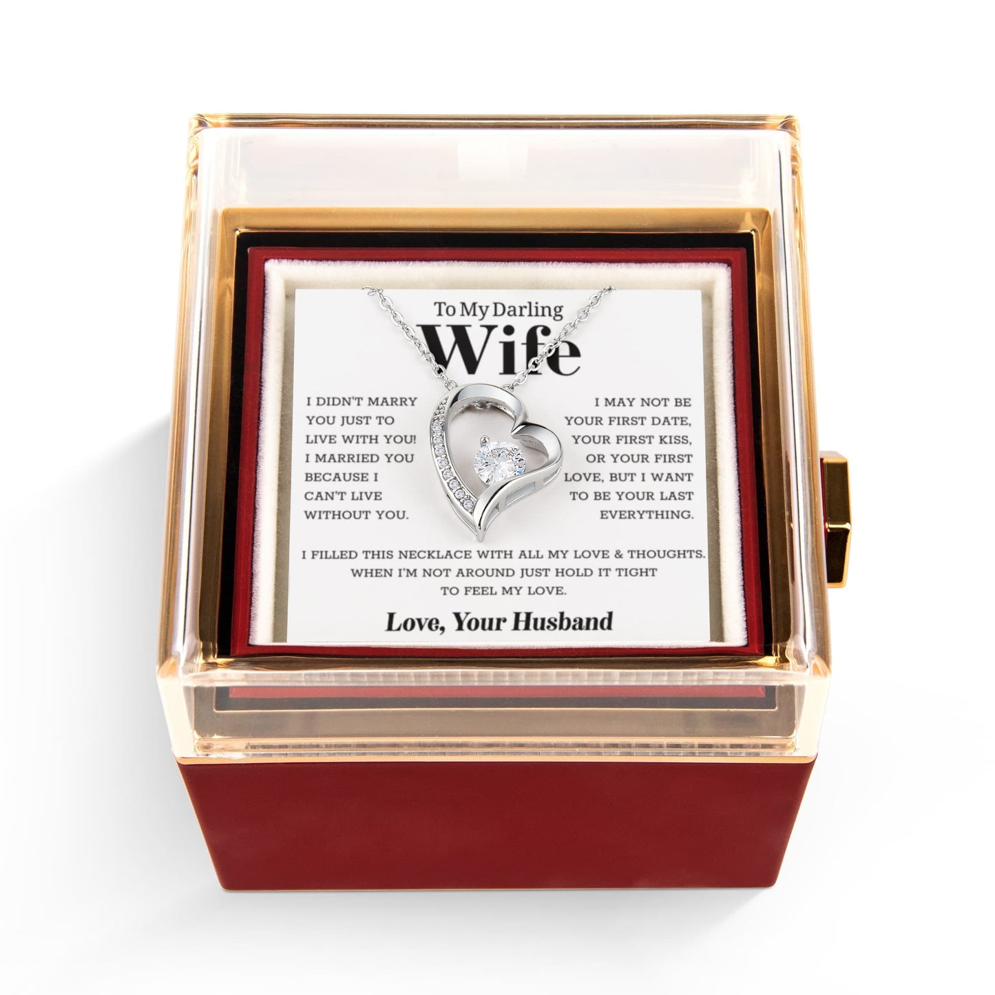 To My Wife – Forever Love Necklace, Gift for Wife from Husband, Romantic Anniversary Birthday Christmas Jewelry, Meaningful Love Message Card, Perfect Valentine's Day Gift