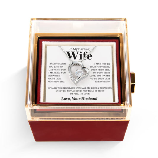 To My Wife – Forever Love Necklace, Gift for Wife from Husband, Romantic Anniversary Birthday Christmas Jewelry, Meaningful Love Message Card, Perfect Valentine's Day Gift