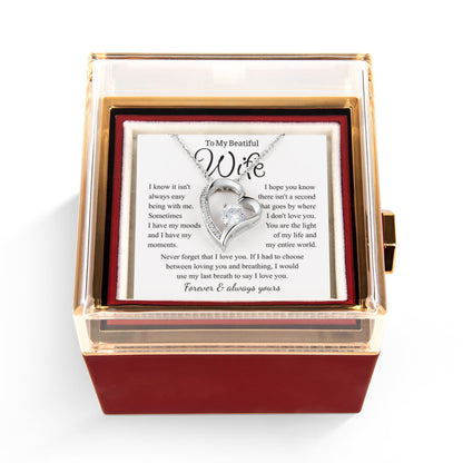 To My Wife – Forever Love Necklace, Gift for Wife from Husband, Romantic Anniversary Birthday Christmas Jewelry, Meaningful Love Message Card, Perfect Valentine's Day Gift
