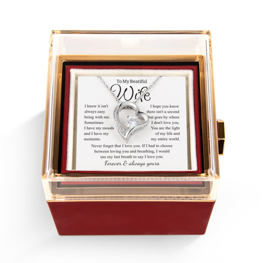 To My Wife – Forever Love Necklace, Gift for Wife from Husband, Romantic Anniversary Birthday Christmas Jewelry, Meaningful Love Message Card, Perfect Valentine's Day Gift
