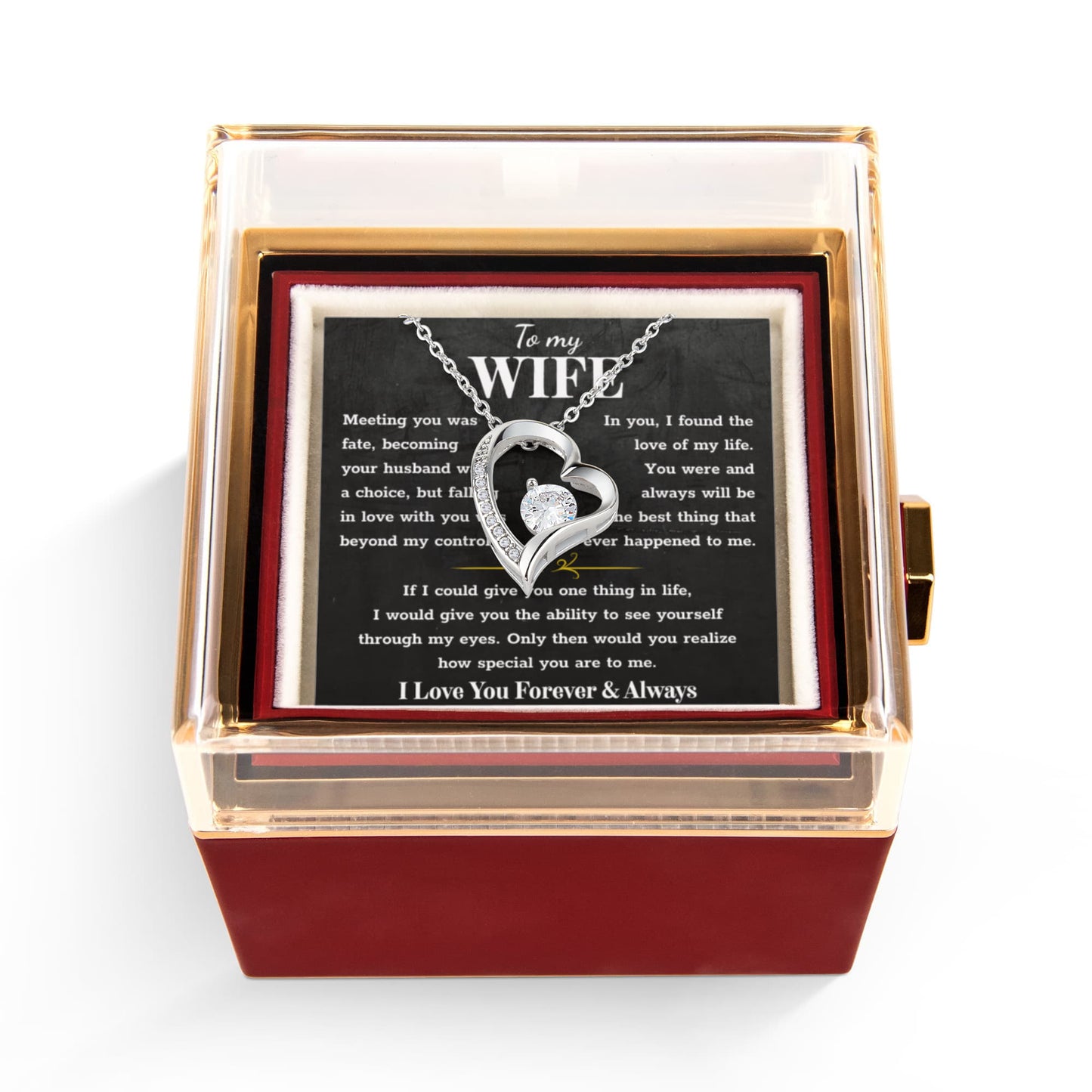 To My Wife – Forever Love Necklace, Gift for Wife from Husband, Romantic Anniversary Birthday Christmas Jewelry, Meaningful Love Message Card, Perfect Valentine's Day Gift