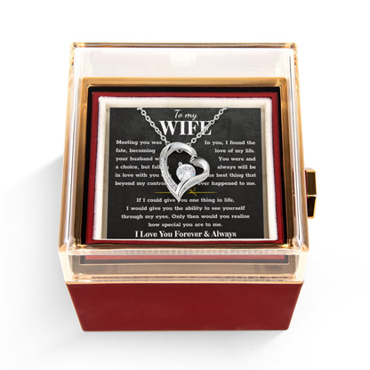 To My Wife – Forever Love Necklace, Gift for Wife from Husband, Romantic Anniversary Birthday Christmas Jewelry, Meaningful Love Message Card, Perfect Valentine's Day Gift