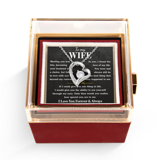 To My Wife – Forever Love Necklace, Gift for Wife from Husband, Romantic Anniversary Birthday Christmas Jewelry, Meaningful Love Message Card, Perfect Valentine's Day Gift