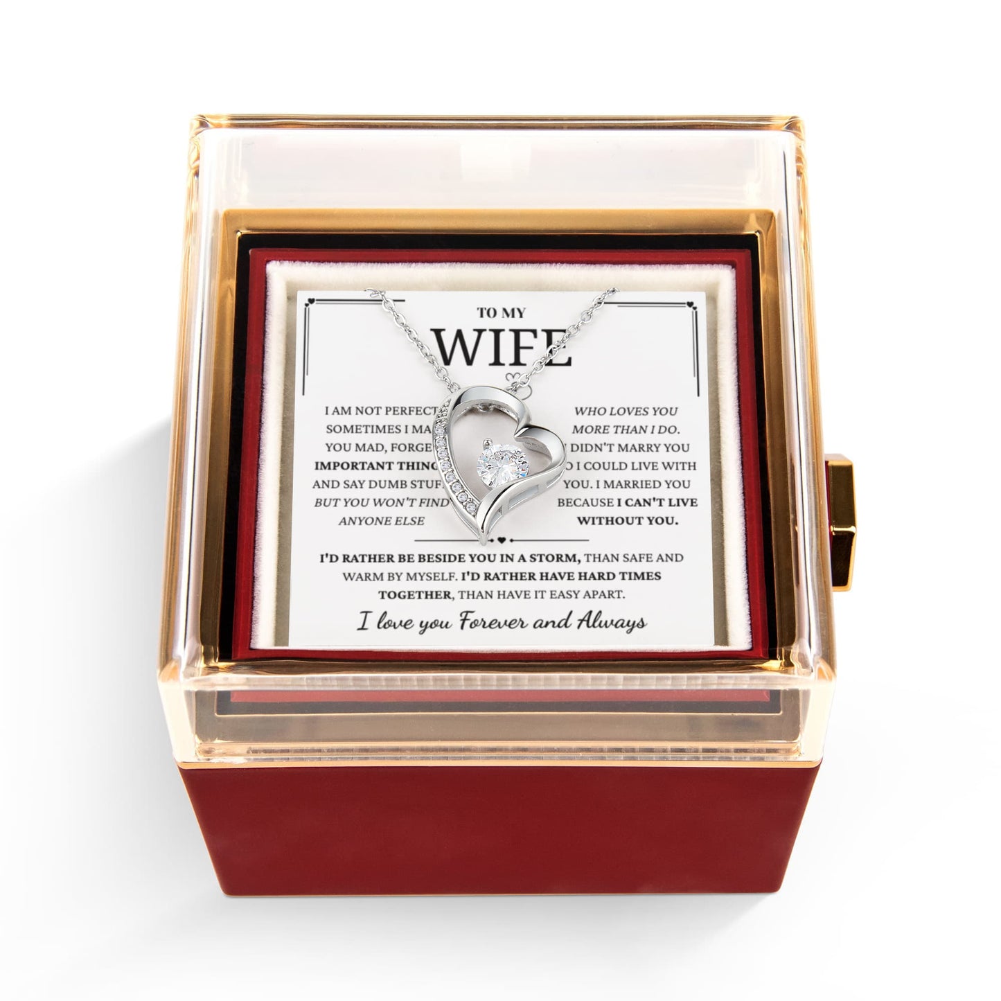 To My Wife – Forever Love Necklace, Gift for Wife from Husband, Romantic Anniversary Birthday Christmas Jewelry, Meaningful Love Message Card, Perfect Valentine's Day Gift