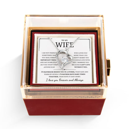 To My Wife – Forever Love Necklace, Gift for Wife from Husband, Romantic Anniversary Birthday Christmas Jewelry, Meaningful Love Message Card, Perfect Valentine's Day Gift