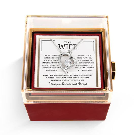 To My Wife – Forever Love Necklace, Gift for Wife from Husband, Romantic Anniversary Birthday Christmas Jewelry, Meaningful Love Message Card, Perfect Valentine's Day Gift