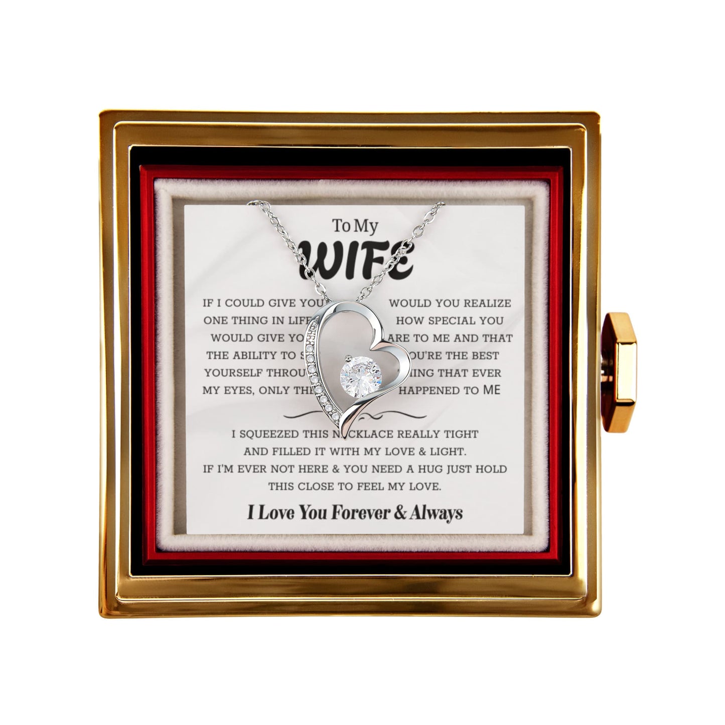 To My Wife – Forever Love Necklace, Gift for Wife from Husband, Romantic Anniversary Birthday Christmas Jewelry, Meaningful Love Message Card, Perfect Valentine's Day Gift