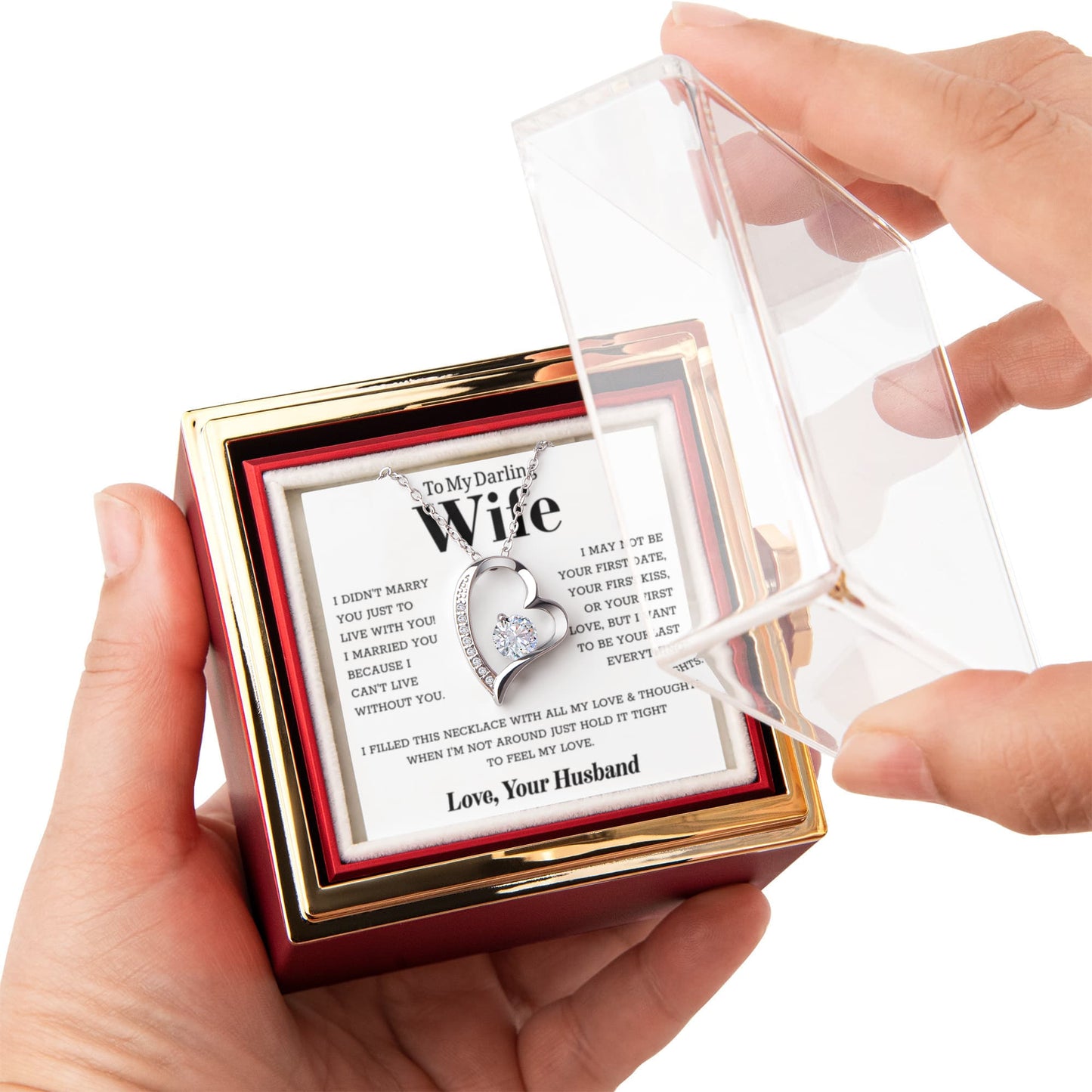 To My Wife – Forever Love Necklace, Gift for Wife from Husband, Romantic Anniversary Birthday Christmas Jewelry, Meaningful Love Message Card, Perfect Valentine's Day Gift