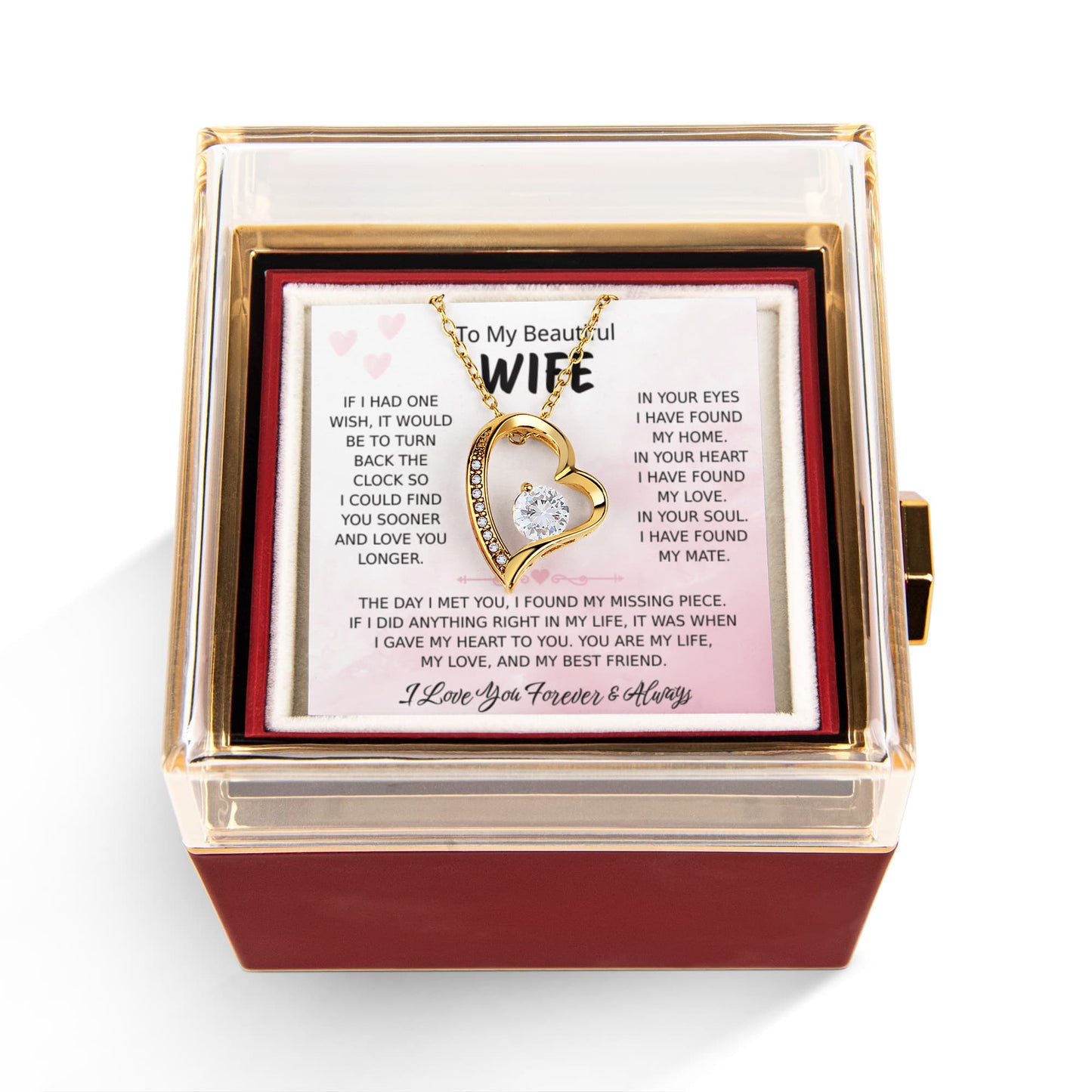 To My Wife – Forever Love Necklace, Gift for Wife from Husband, Romantic Anniversary Birthday Christmas Jewelry, Meaningful Love Message Card, Perfect Valentine's Day Gift