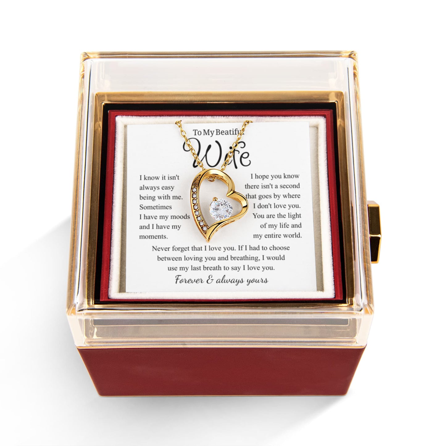 To My Wife – Forever Love Necklace, Gift for Wife from Husband, Romantic Anniversary Birthday Christmas Jewelry, Meaningful Love Message Card, Perfect Valentine's Day Gift