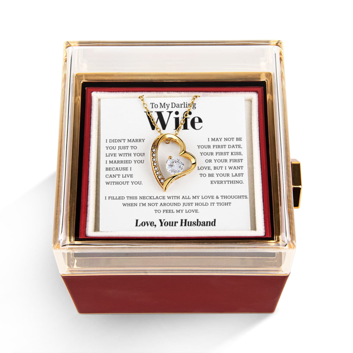 To My Wife – Forever Love Necklace, Gift for Wife from Husband, Romantic Anniversary Birthday Christmas Jewelry, Meaningful Love Message Card, Perfect Valentine's Day Gift