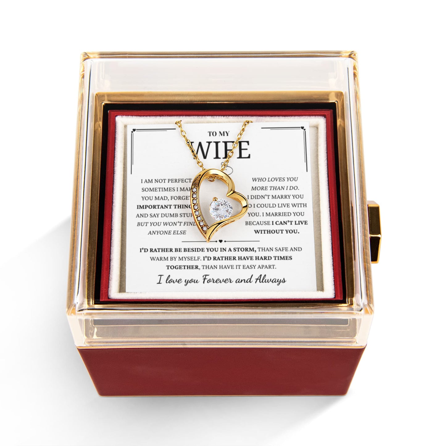 To My Wife – Forever Love Necklace, Gift for Wife from Husband, Romantic Anniversary Birthday Christmas Jewelry, Meaningful Love Message Card, Perfect Valentine's Day Gift