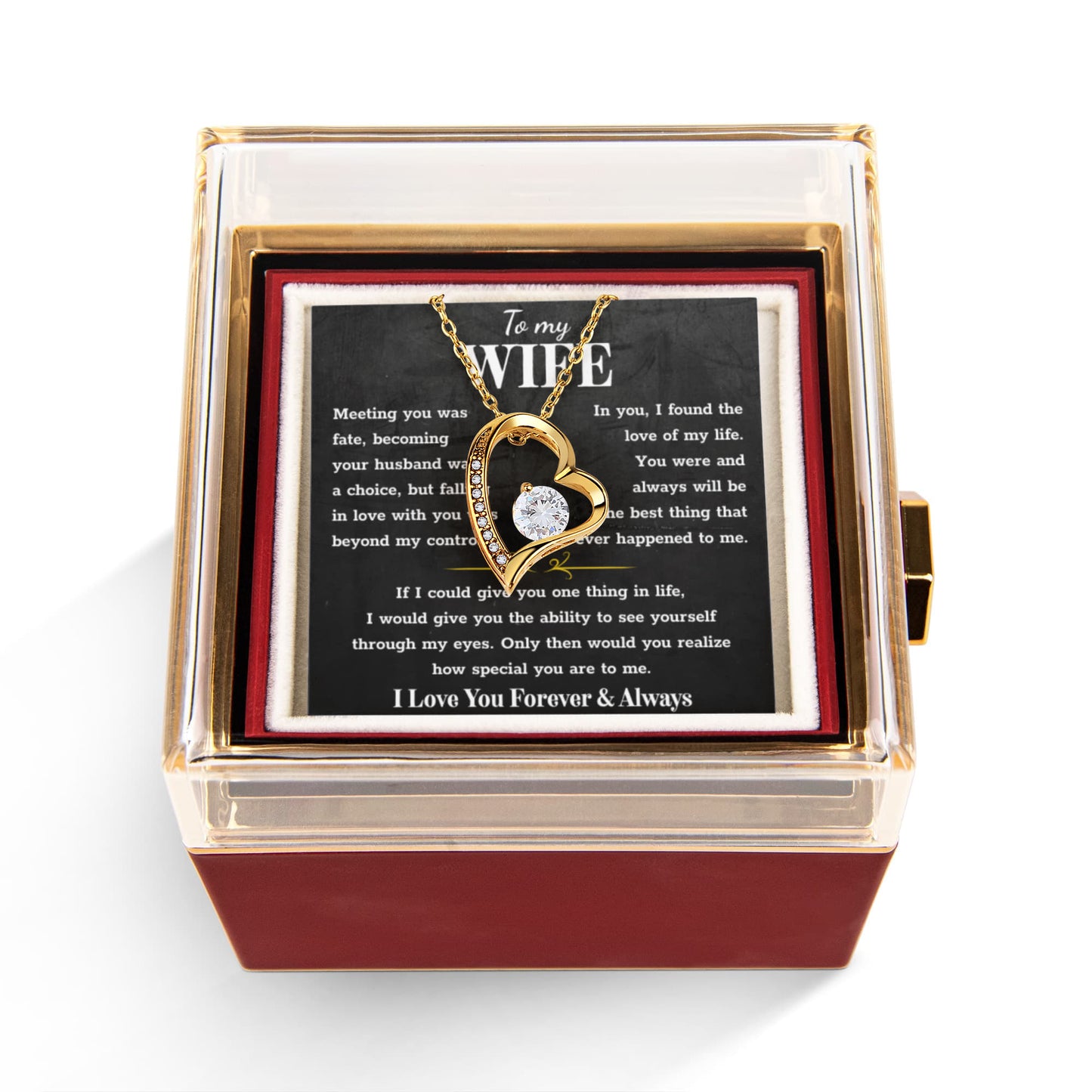 To My Wife – Forever Love Necklace, Gift for Wife from Husband, Romantic Anniversary Birthday Christmas Jewelry, Meaningful Love Message Card, Perfect Valentine's Day Gift
