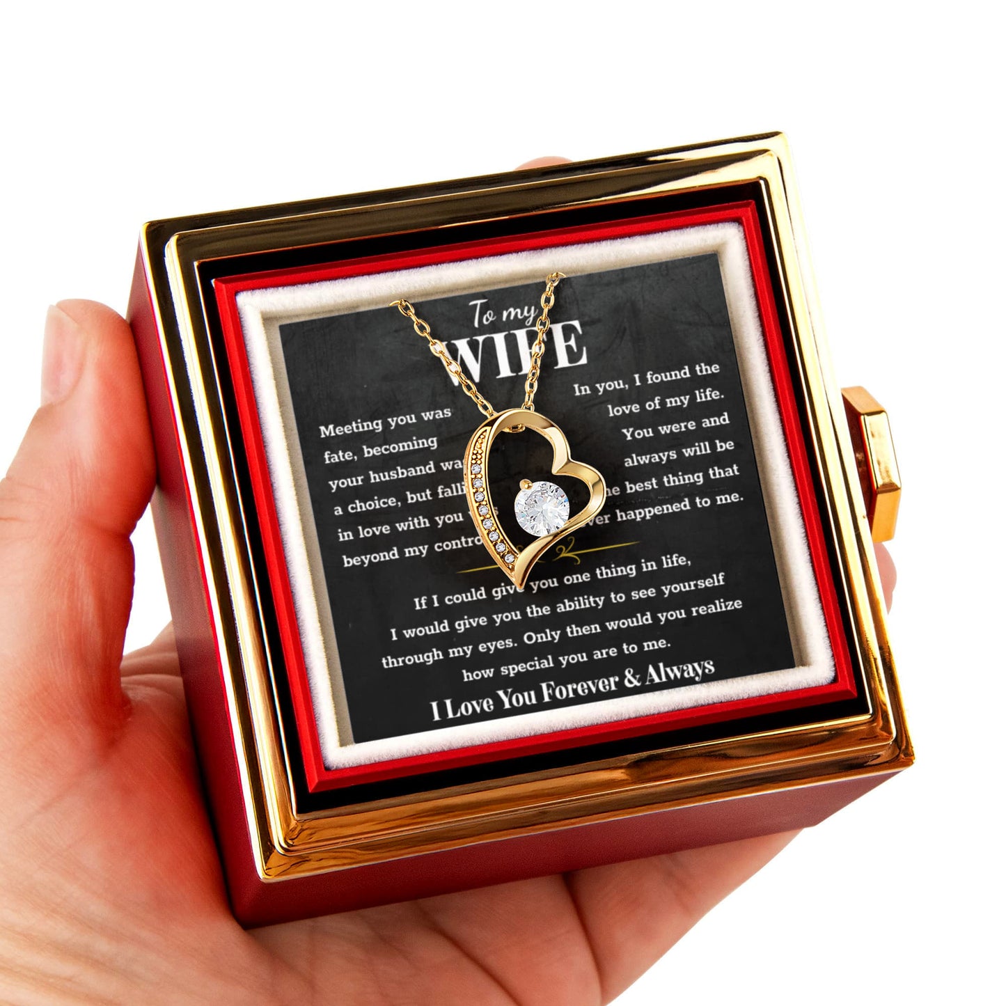 To My Wife – Forever Love Necklace, Gift for Wife from Husband, Romantic Anniversary Birthday Christmas Jewelry, Meaningful Love Message Card, Perfect Valentine's Day Gift