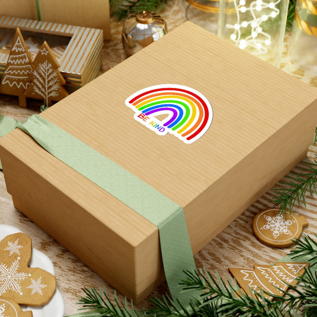 1 Pcs Sticker Decor Be Kind Rainbow Vinyl Waterproof Sticker Kindness Diversity Kiss-Cut Stickers | Pride | Rainbow | LGBTQ | Sticker size custom Sticker for Laptop Decal Wall Laptop Bumper Sticker, c