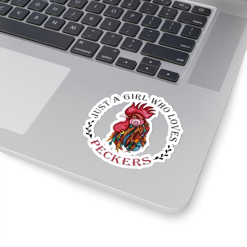 1 Pcs Sticker Decor Just a Girl who Loves peckers Sticker, Garden Sticker, Chicken Sticker, Farm Sticker, Hippie Sticker Size Custom Sticker for Laptop Decal Wall Laptop Bumper Sticke Full Size