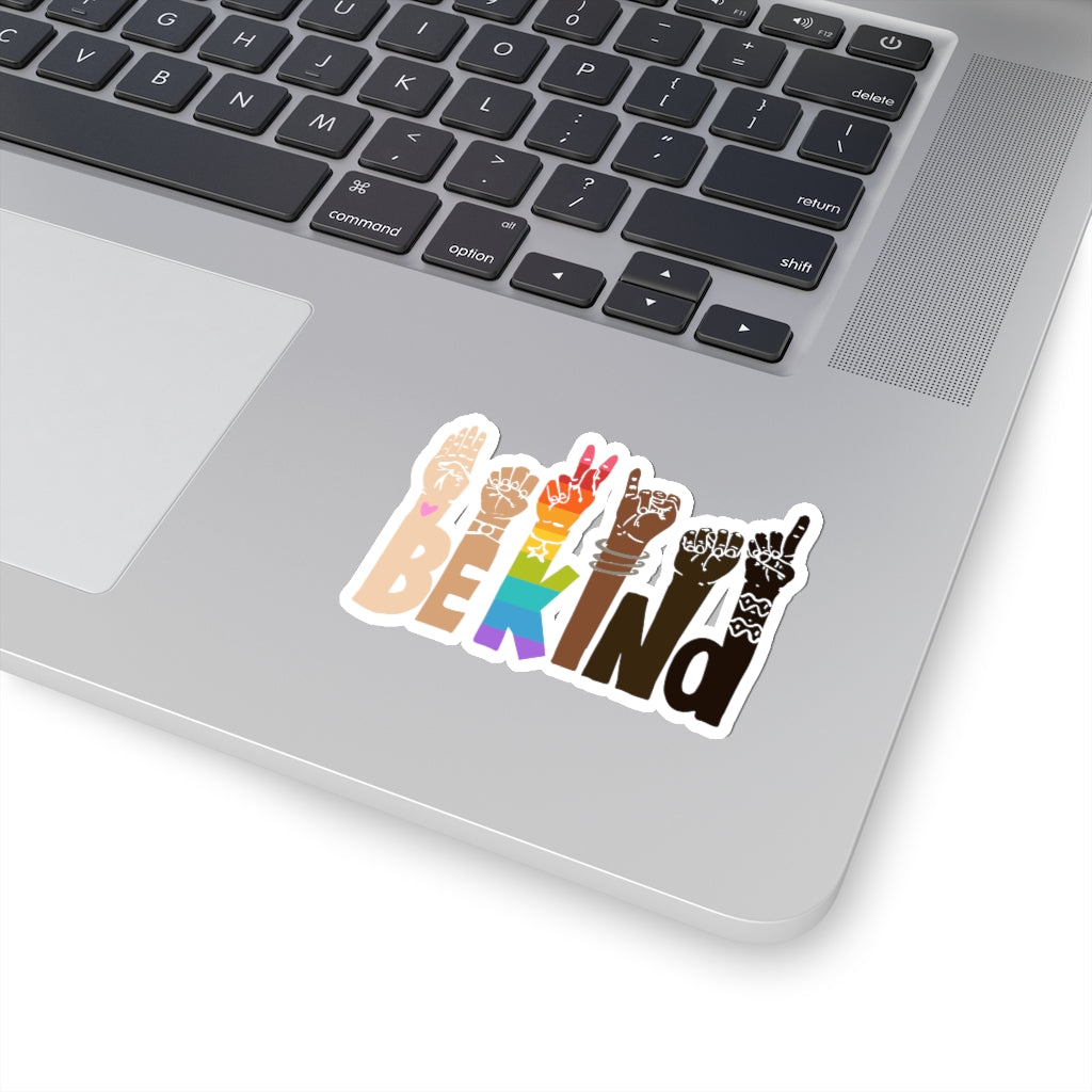 1 Pcs Sticker Decor Be Kind Sign Language Vinyl Waterproof Sticker Kindness Diversity Kiss-Cut Stickers | Pride | Rainbow | LGBTQ | Sticker size custom Sticker for Laptop Decal Wall Laptop Bumper Stic fixx