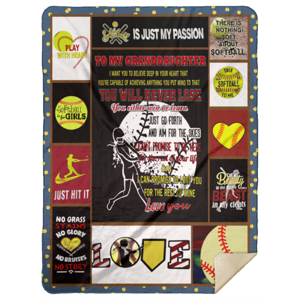 baseball_NT_1912_01 Gifts Blanket to My Granddaughter Special Fleece Gift- You Will Never Lose Play with Heart - Softball Sports Lover Fleece Blanket Size 60x80 inch Gift for Family Awesome Decor Home