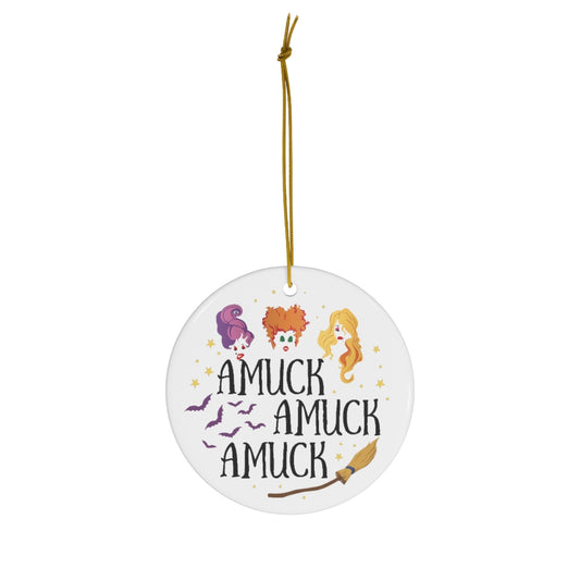Cite Gifts Amuck Amuck Amuck Hocus Po-cus Witches Halloween Porcelain Ceramic Circle Ornament Gift Family & Friend Awesome On Birthday, Christmas, Wedding, Decor Home