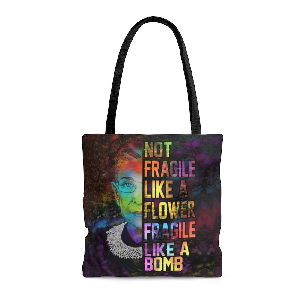 Greatest Quote Not Fragile Like A Flower Fragile Like A Bomb Over Print Tote Bag - Shoulder Bag - Reusable Grocery Shopping Bag 16x16 Gifts for Women, Wife, Girlfriend On Christmas, Birthday, Anniver 29dodoioighene10-10__102