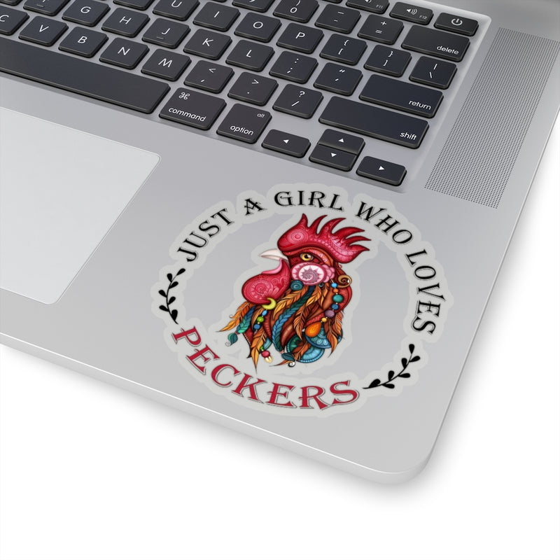 1 Pcs Sticker Decor Just a Girl who Loves peckers Sticker, Garden Sticker, Chicken Sticker, Farm Sticker, Hippie Sticker Size Custom Sticker for Laptop Decal Wall Laptop Bumper Sticke Full Size