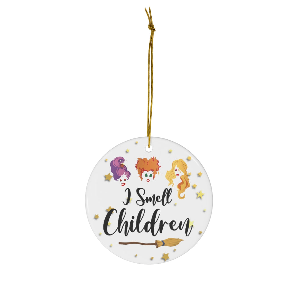 Cite Gifts I Smell Children Hocus Po-cus Witches Halloween Porcelain Ceramic Circle Ornament Gift Family & Friend Awesome On Birthday, Christmas, Wedding, Decor Home