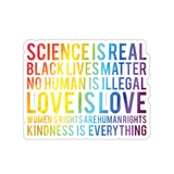 1 Pcs Sticker Decor Science is Real, Black Lives Matter Sticker, Stop Asian Hate Sticker, Equality Sticker, Pride Sticker Size Custom Sticker for Laptop Decal Wall Laptop Full Size