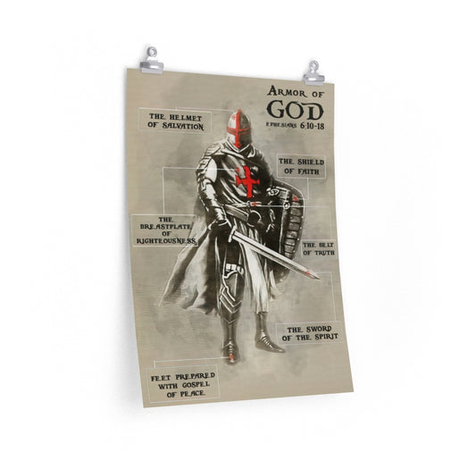 Knight Templar Poster - Armor of God Family Friend Gift Unisex, Awesome Birthday Perfect Happy Birthday Gift Decor Bedroom, Living Room Print printify cho re