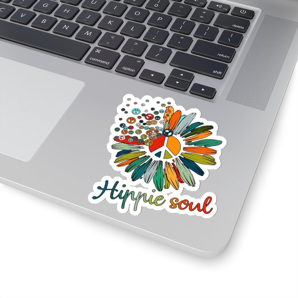 1 Pcs Sticker Decor Daisy Peace Sign Hippie Soul Sticker, Flower Hippie Soul Sticker, Hippie Soul Sticker, Flower Lovers Gifts Sticker, Hippie Sticker Sticker size custom Sticker for Laptop Decal Wall Kiss-Cut Stickers