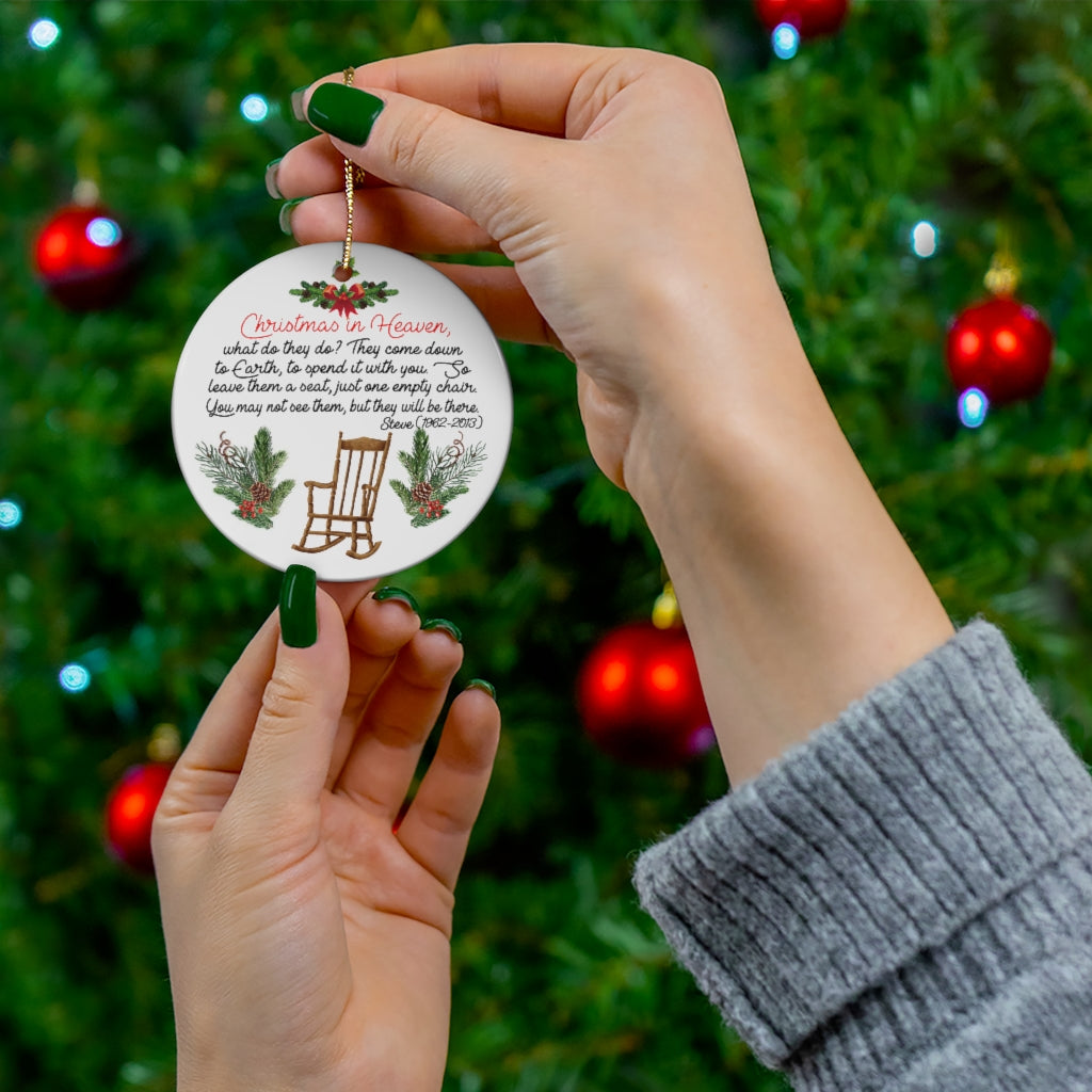 Christmas in Heaven Chair Ornament - Memorial Ornament - Loss of A Loved One - Bereavement - Memory Ornament - Poem
