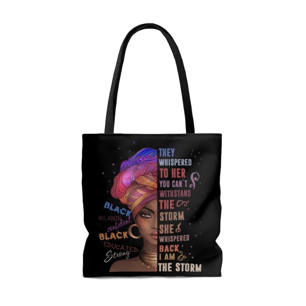Inspiration Gift I Am The Storm Strong African Woman Gift for Black Women All Over Print Tote Bag – Shoulder Bag 18x18 Gifts for Women, Wife, Girlfriend On Christmas, Birthday, Anniversary