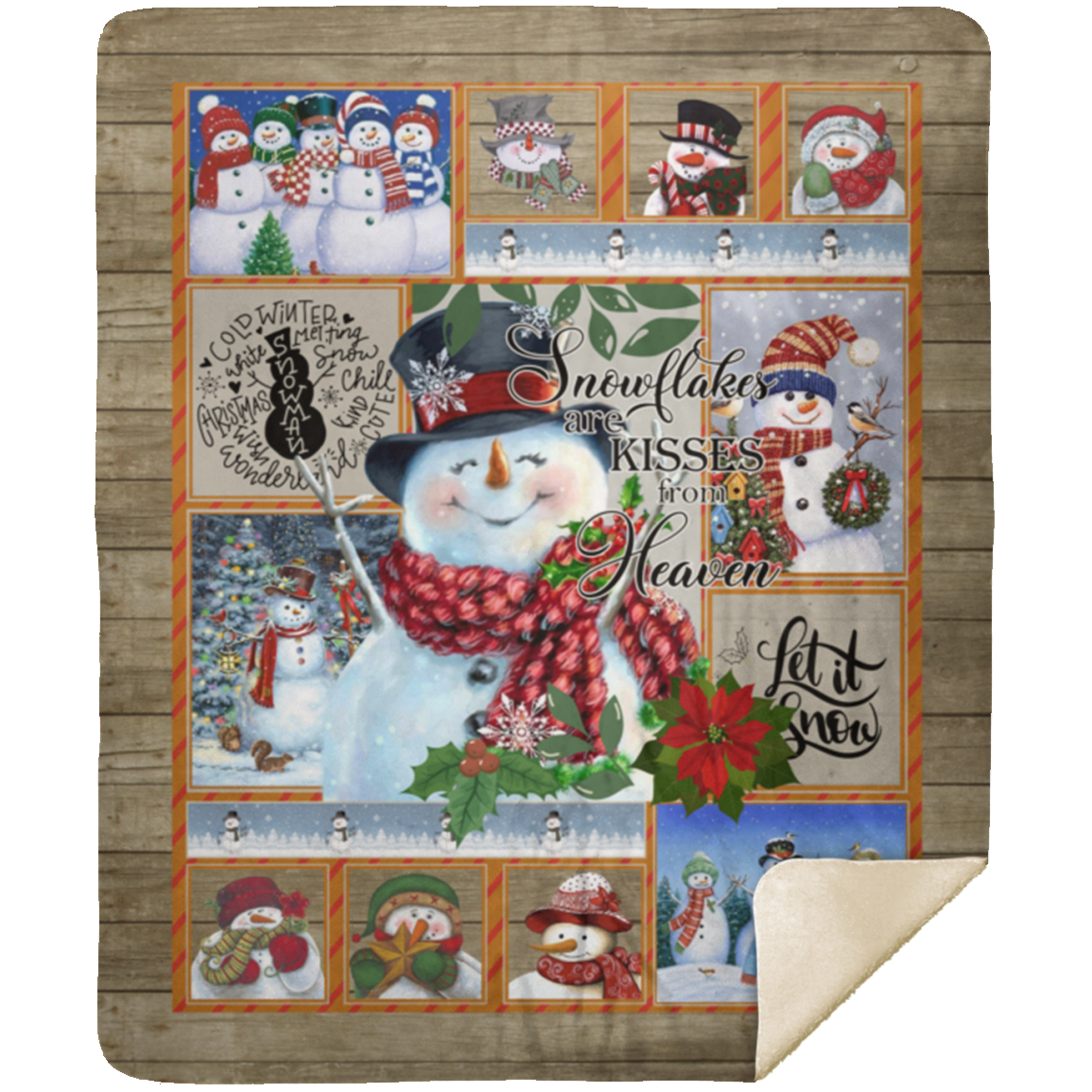 Premium Blankets Snowflakes are Kisses from Heaven Premium Gift Family Awesome On Birthday, Decor Home Sherpa Blanket 50x60 White MSHM Premium Mink Sherpa Blanket 50x60