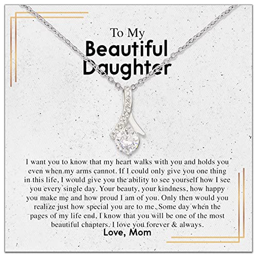 To My Daughter Necklace From Mom - Necklaces For Daughter From Mom, Mother Daughter Necklace, Gifts For Daughters From Mothers, Jewelry Gift For Badass Daughter On Birthday, Christmas, Graduation