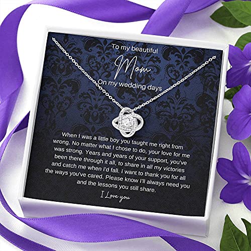 Gifts Necklace Love Knot, To Mom On My Wedding Day, Mother Of The Groom Gift From Son, Mother Of The Groom Necklace From Son On Wedding Day include Mahogany style Luxury box Wedding Day, Gift For Daug