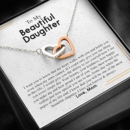 To My Daughter Necklace From Mom - Necklaces For Daughter From Mom, Mother Daughter Necklace, Gifts For Daughters From Mothers, Jewelry Gift For Badass Daughter On Birthday, Christmas, Graduation