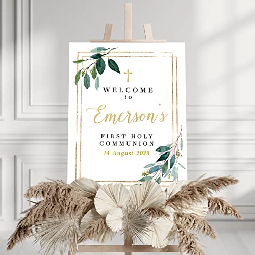 VIRAGIL Boy's Communion Welcome Sign First Holy Communion Party First Communion Poster, Communion Party Decorations, Holy Communion Sign, Boho Template #2