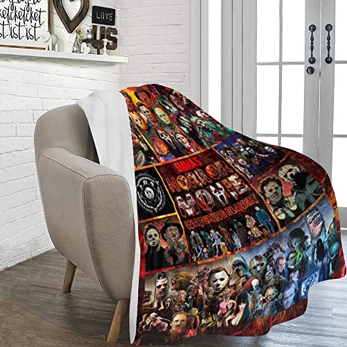 Personalized This is My Horror Movie Watching Blanket, Fleece Sherpa Woven, Custom Name Halloween Blanket, Personalized Horror Movie Watching Blanket, Custom Name Halloween Decorations