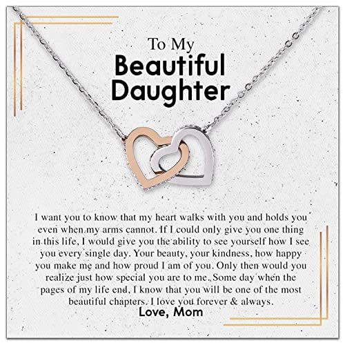 To My Daughter Necklace From Mom - Necklaces For Daughter From Mom, Mother Daughter Necklace, Gifts For Daughters From Mothers, Jewelry Gift For Badass Daughter On Birthday, Christmas, Graduation